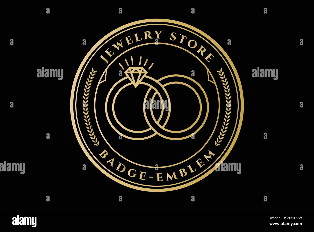 Vintage Retro Diamant Ring Emblem Label Stempel für Juweliergeschäft Stock Vektor