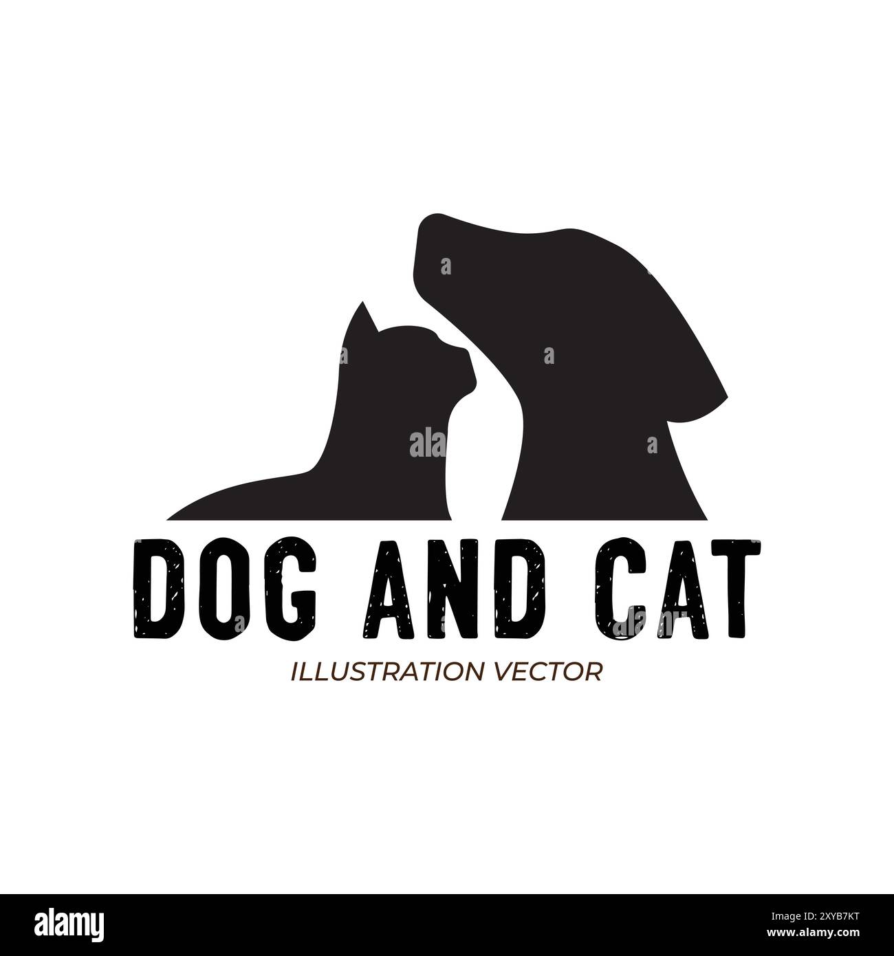 Hipster Vintage Hund Katze Haustier Silhouette Vektor Icon Illustration Stock Vektor