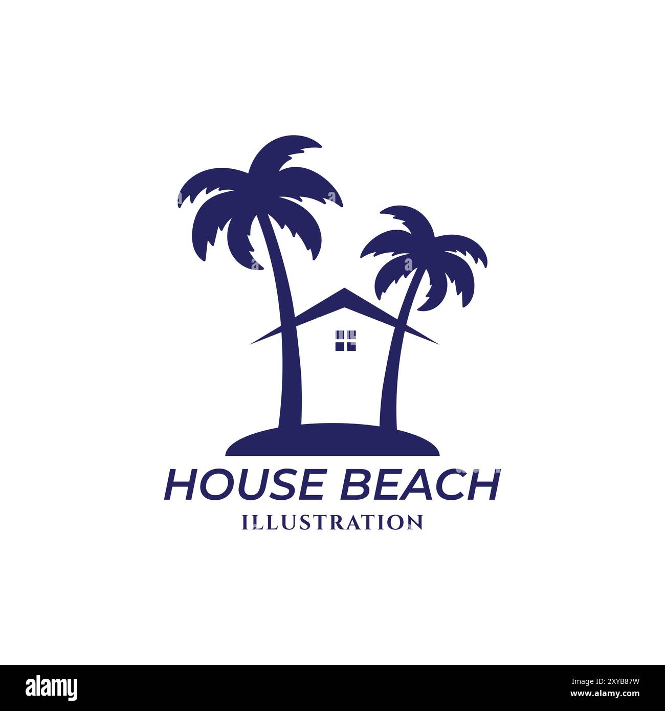 Einfaches Coconut Palm Beach Haus für Reise Illustration Vektor Stock Vektor