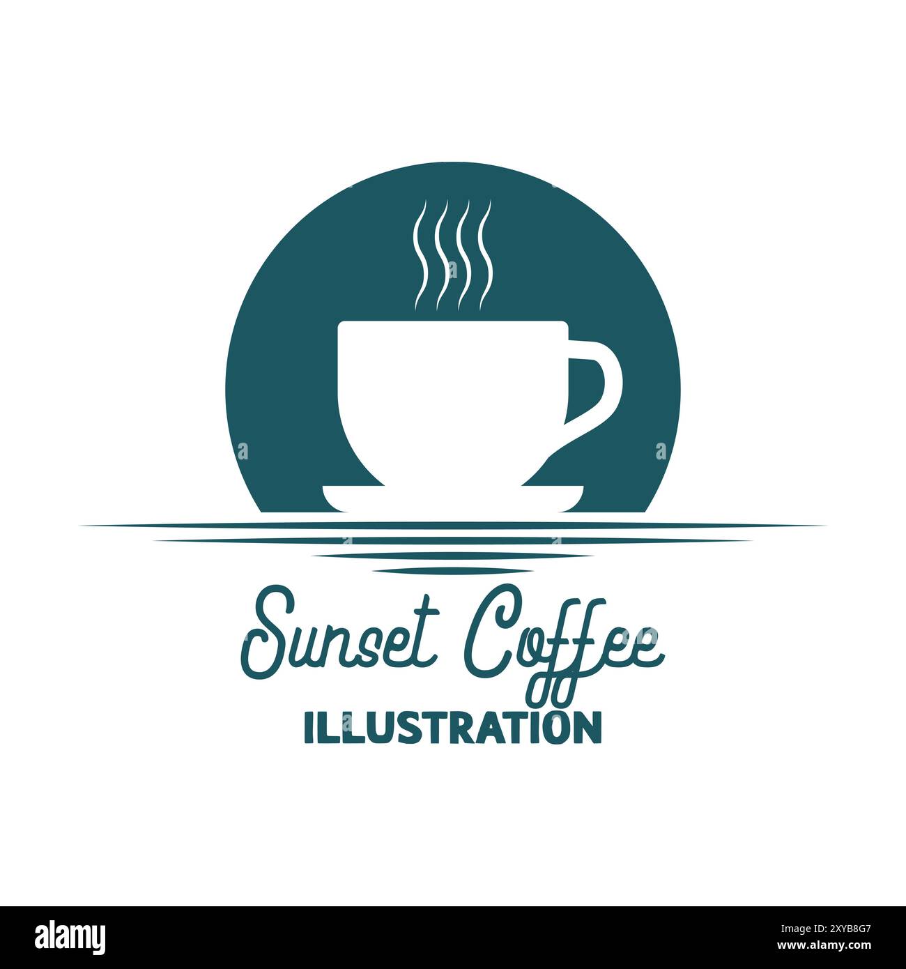 Sonnenuntergang Sonnenaufgang Morgenkaffee Tasse für Cafe Bar Illustration Vektor Stock Vektor