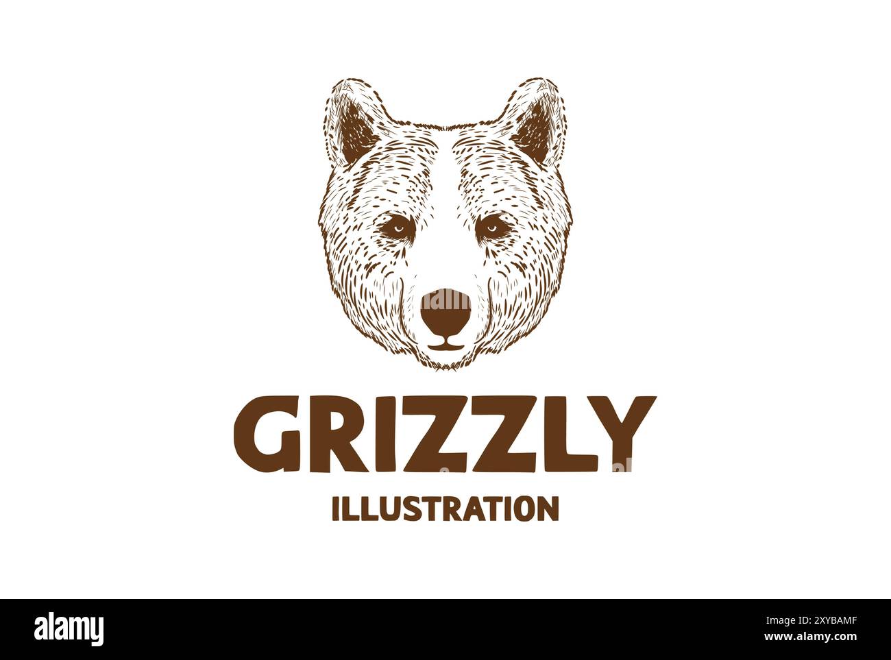 Vintage Retro Hipster Hand Gezeichnet Grizzly Eis Eisbär Kopf Gesicht Illustration Stock Vektor