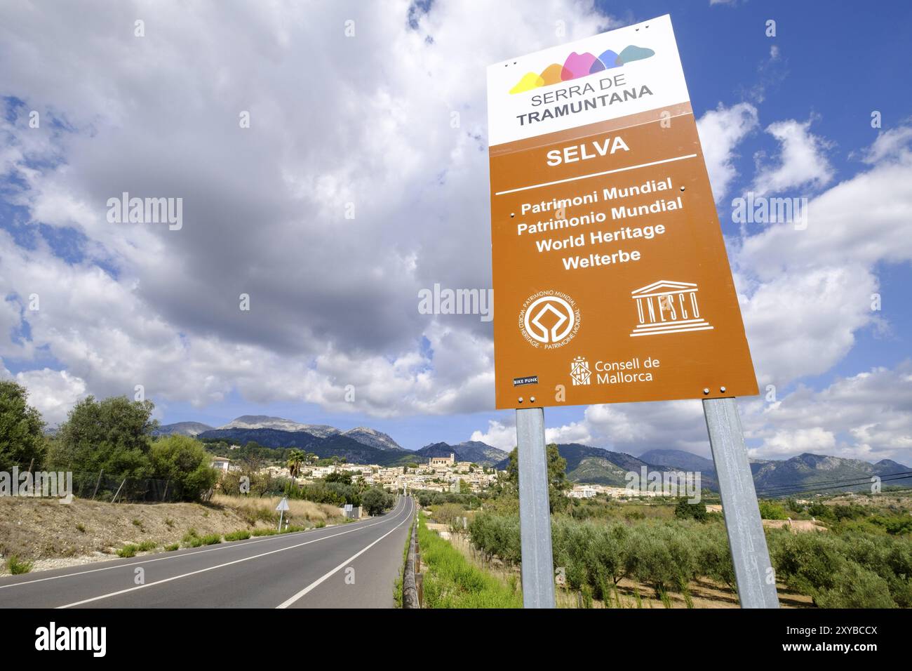 Ingreso en la Sierra de Tramontana Declarada Patrimonio de la Humanidad por la UNESCO, Selva, Mallorca, balearen, spanien Stockfoto