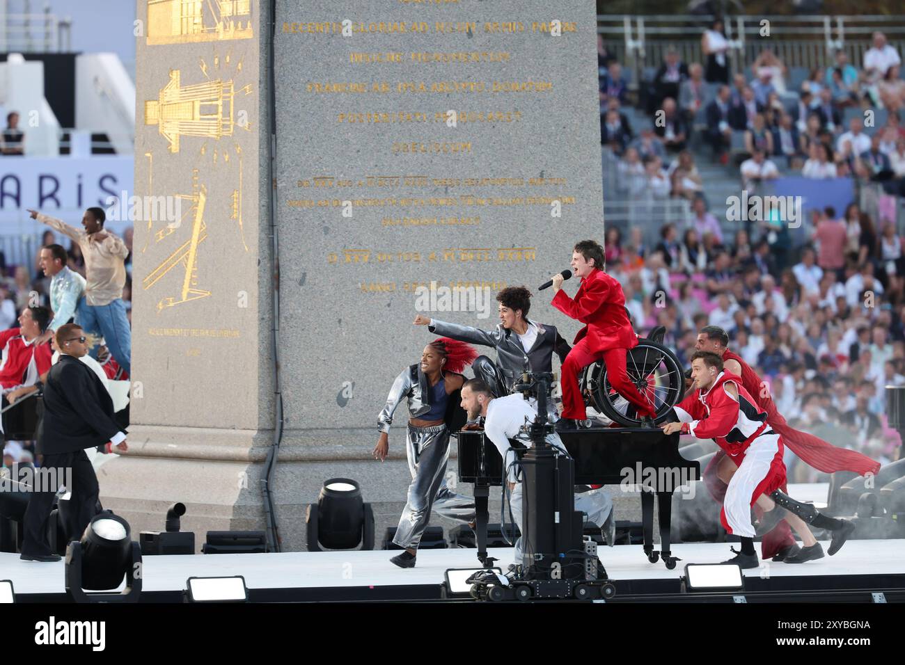 Paris, Frankreich. August 2024. Künstler treten während der Eröffnungszeremonie der Paralympischen Spiele 2024 in Paris, Frankreich, am 28. August 2024 auf. Quelle: Hou Jun/Xinhua/Alamy Live News Stockfoto