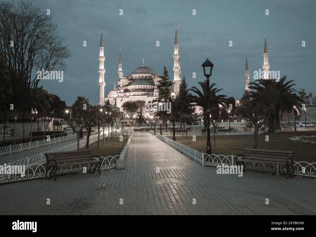 Foto im Retro-Stil der Blauen Sultanahmet Moschee, Istanbul, Türkei, Asien Stockfoto