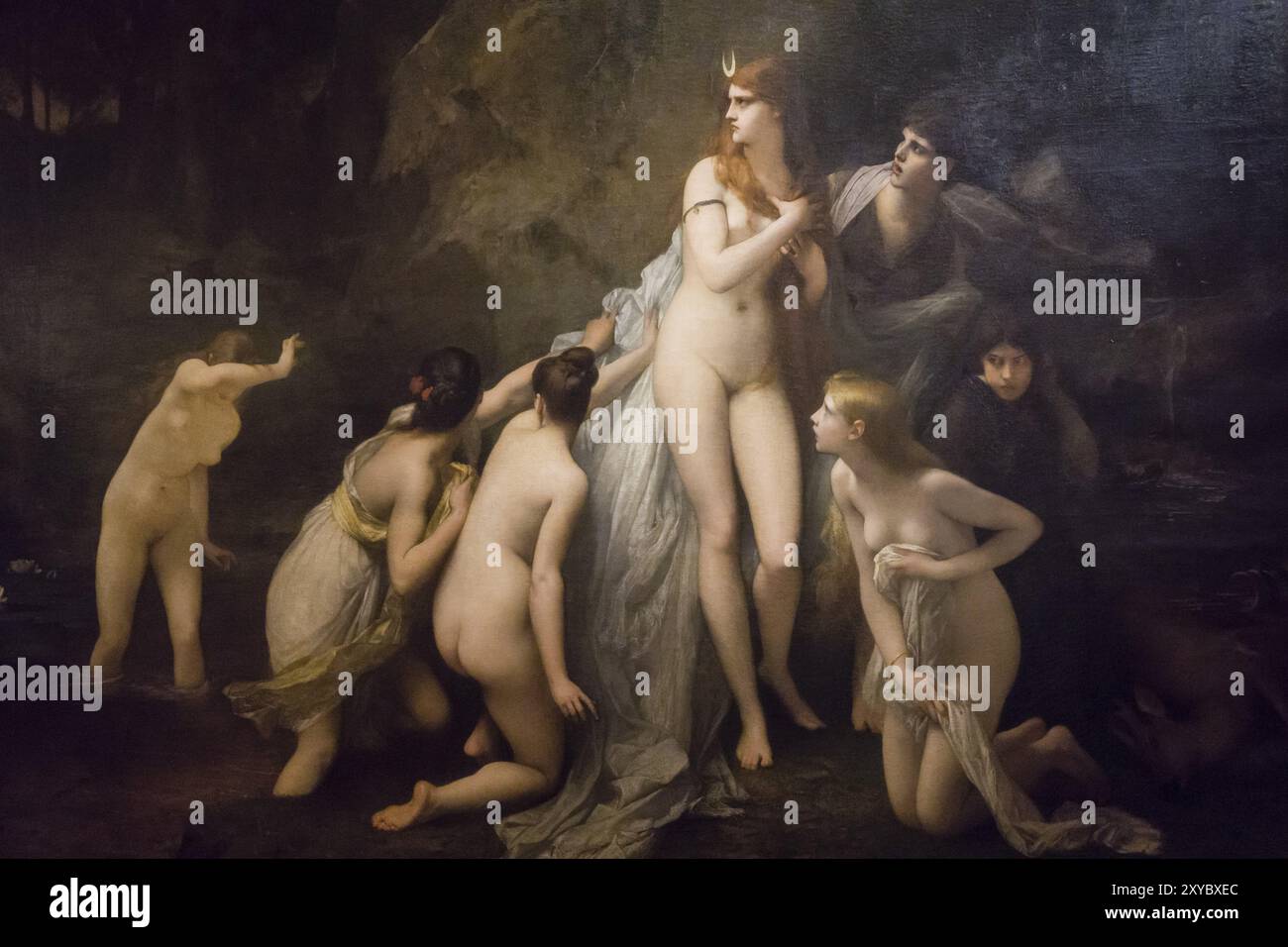 Jules Joseph Lefebvre, Diana Surprise, 1879, Öl auf Leinwand, National Museum of Fine Arts (MNBA), Buenos Aires, Argentinische Republik, Südkegel, Sou Stockfoto