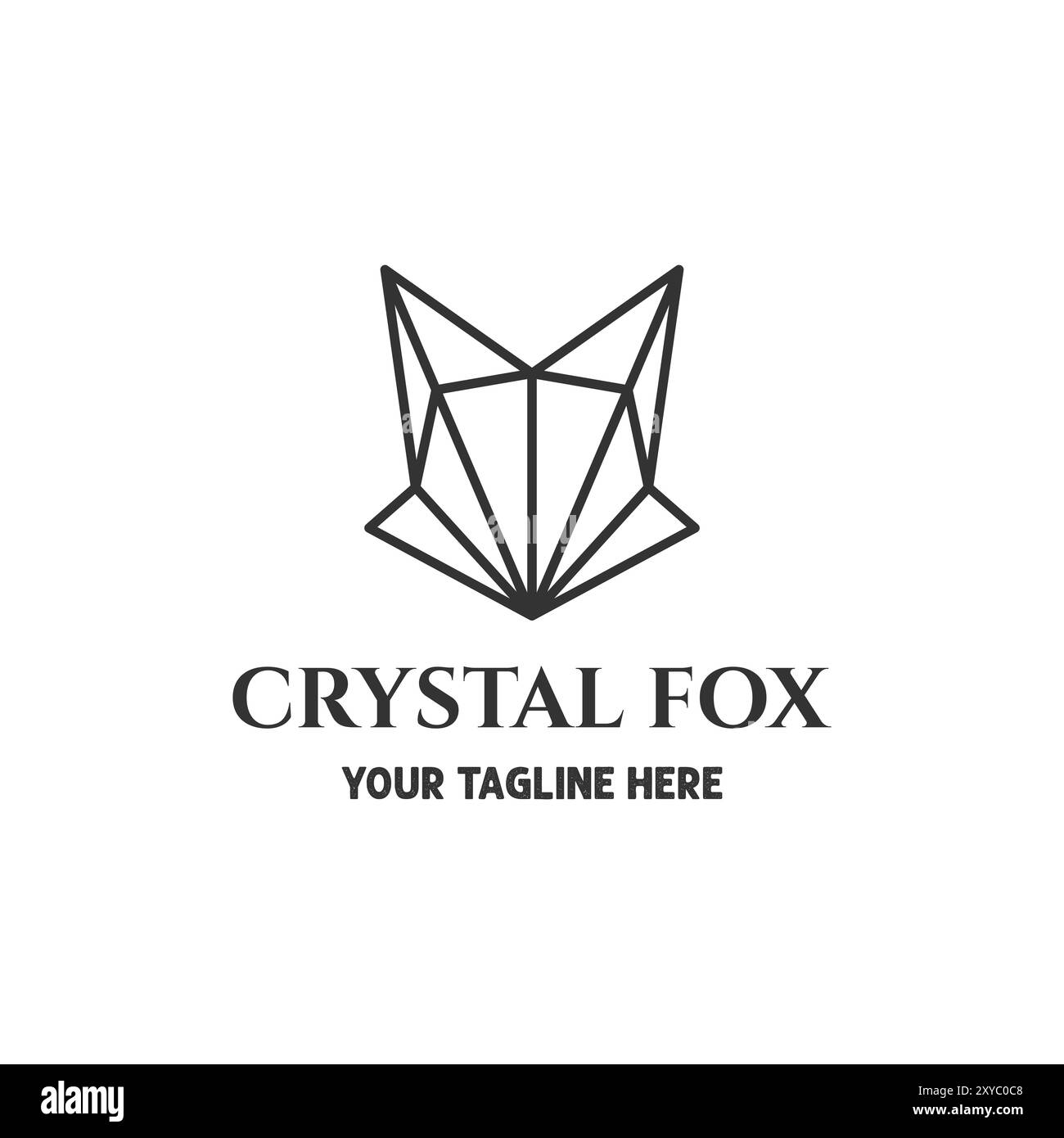 Geometrische Moderne Edelstein Stein Diamant Fuchs Hund Wolf Kopf Linie Umriss Logo Design Vektor Stock Vektor