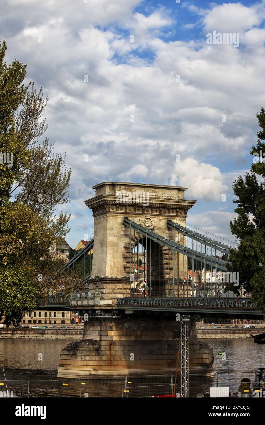 Ungarn, Budapest, Szechenyi Kettenbrücke an der Donau, Europa Stockfoto