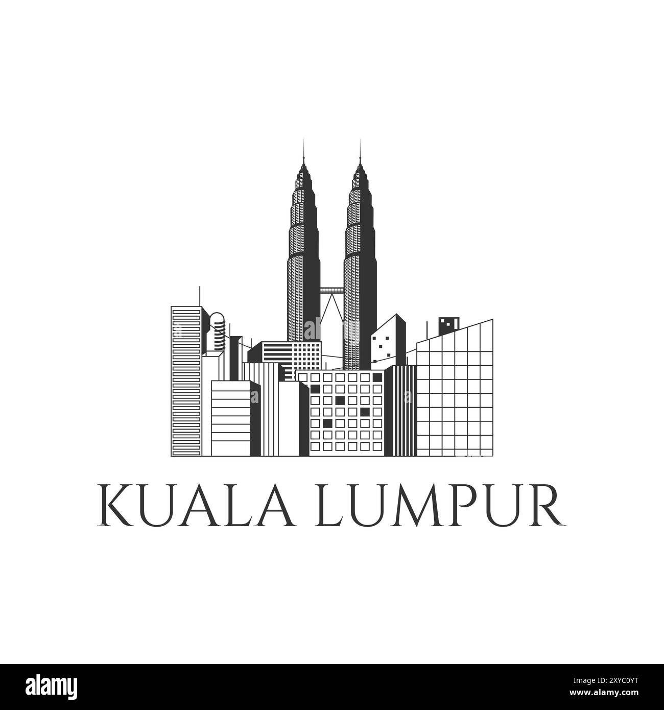 Malaysian Twin Towers City Skyline Vektor-Illustration Stock Vektor