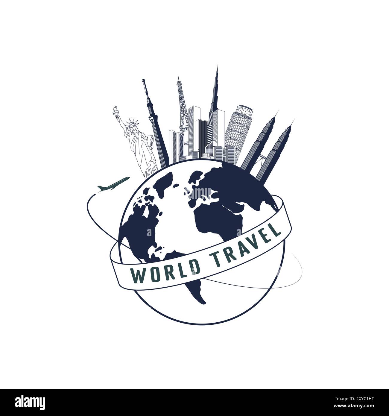 GLOBE City mit berühmtem Ort Tourismus Wahrzeichen für Reisen um die Welt Illustration Vektor Stock Vektor