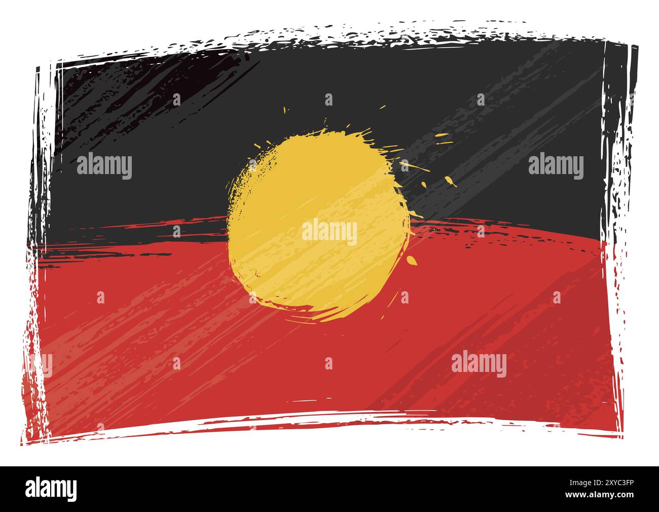 Australische Aborigines-Flagge im Grunge-Stil Stockfoto