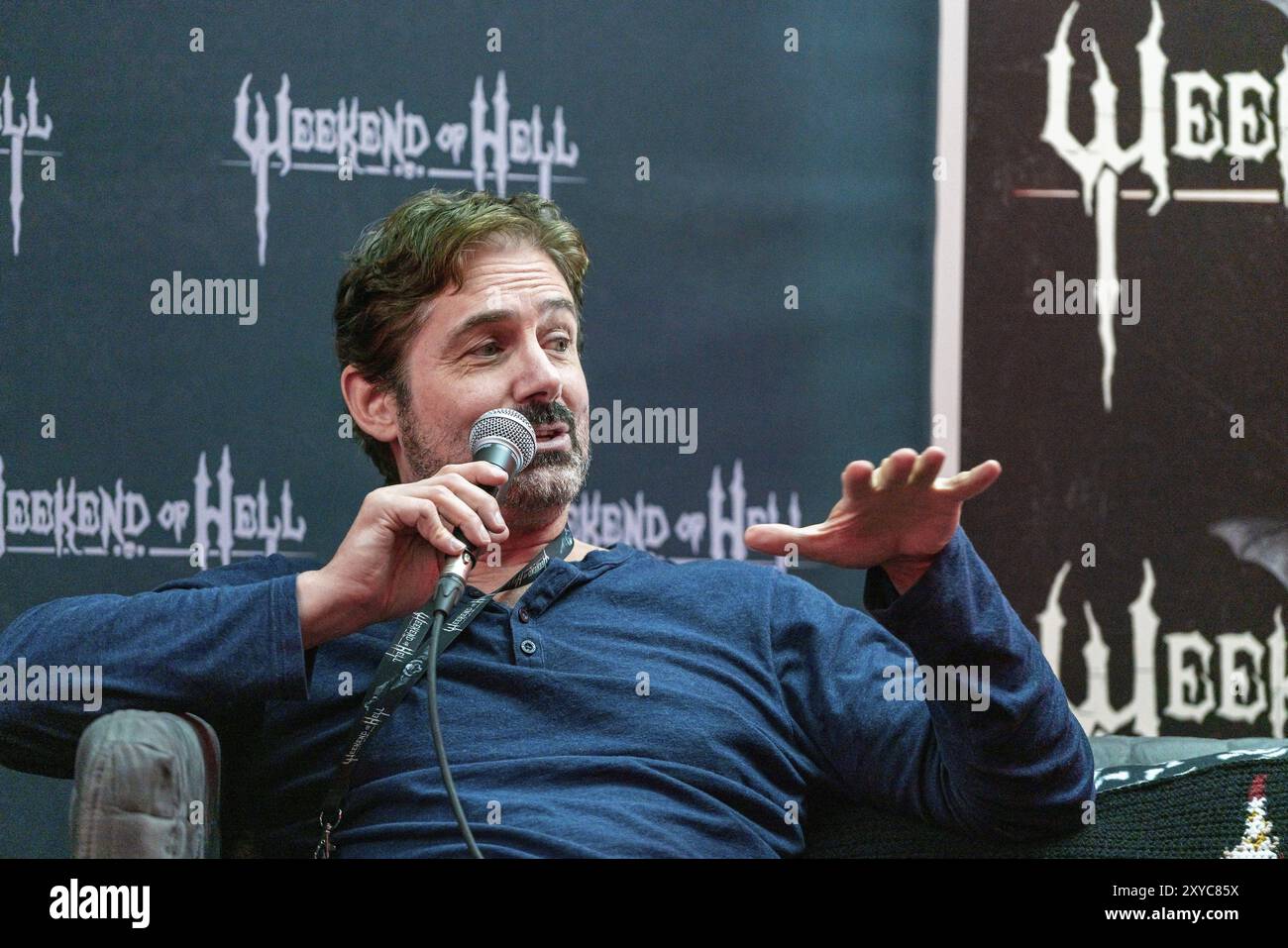 Düsseldorf-NEUSS, 2. November 2019: Zach Galligan (*1964, US-amerikanischer Schauspieler Gremlins) spricht bei We über seine Erfahrungen in der Filmindustrie Stockfoto
