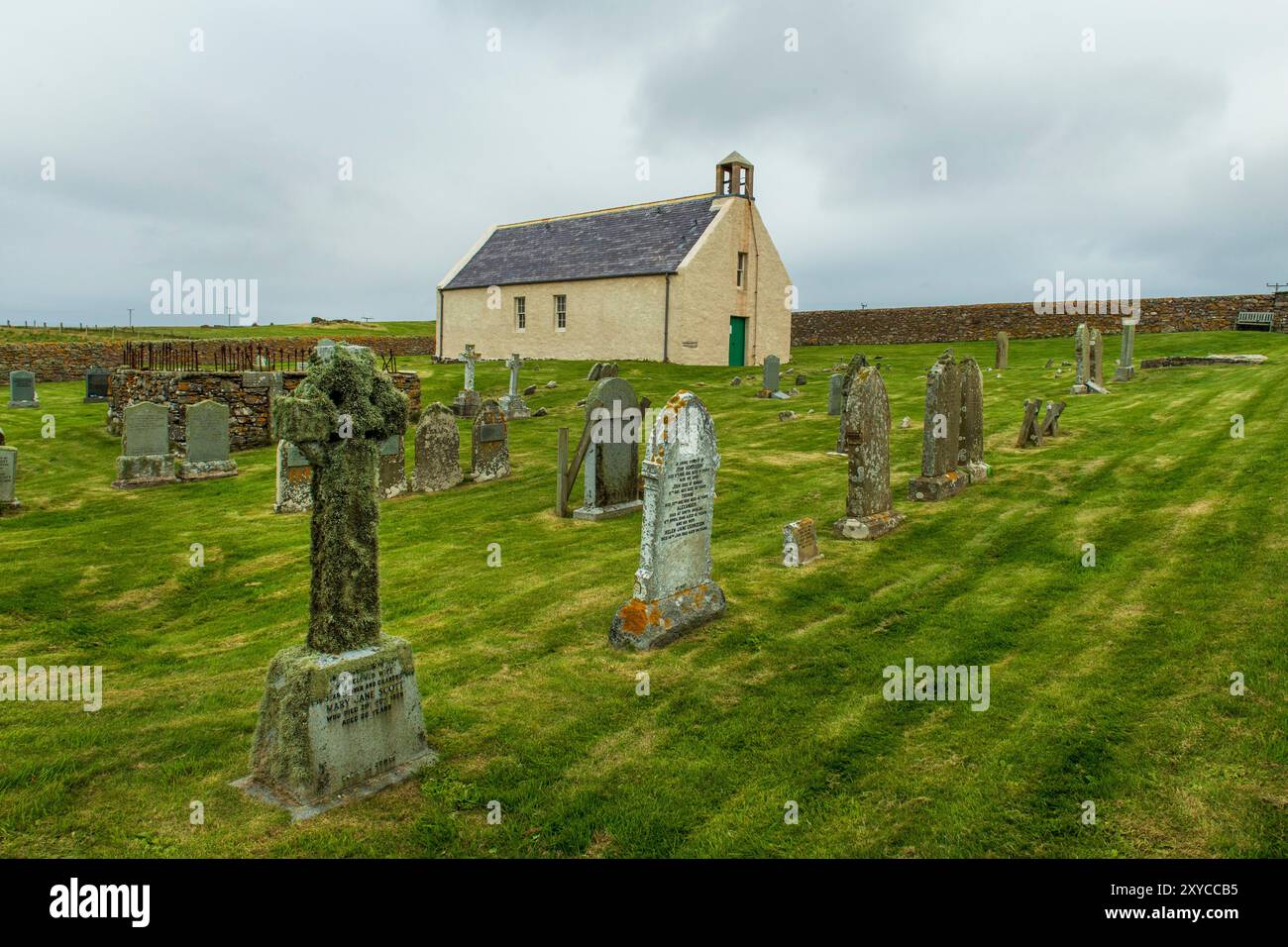 Papa Stour ist eine der Shetlandinseln in Schottland mit einer Bevölkerung von weniger als 15 Einwohnern. Stockfoto