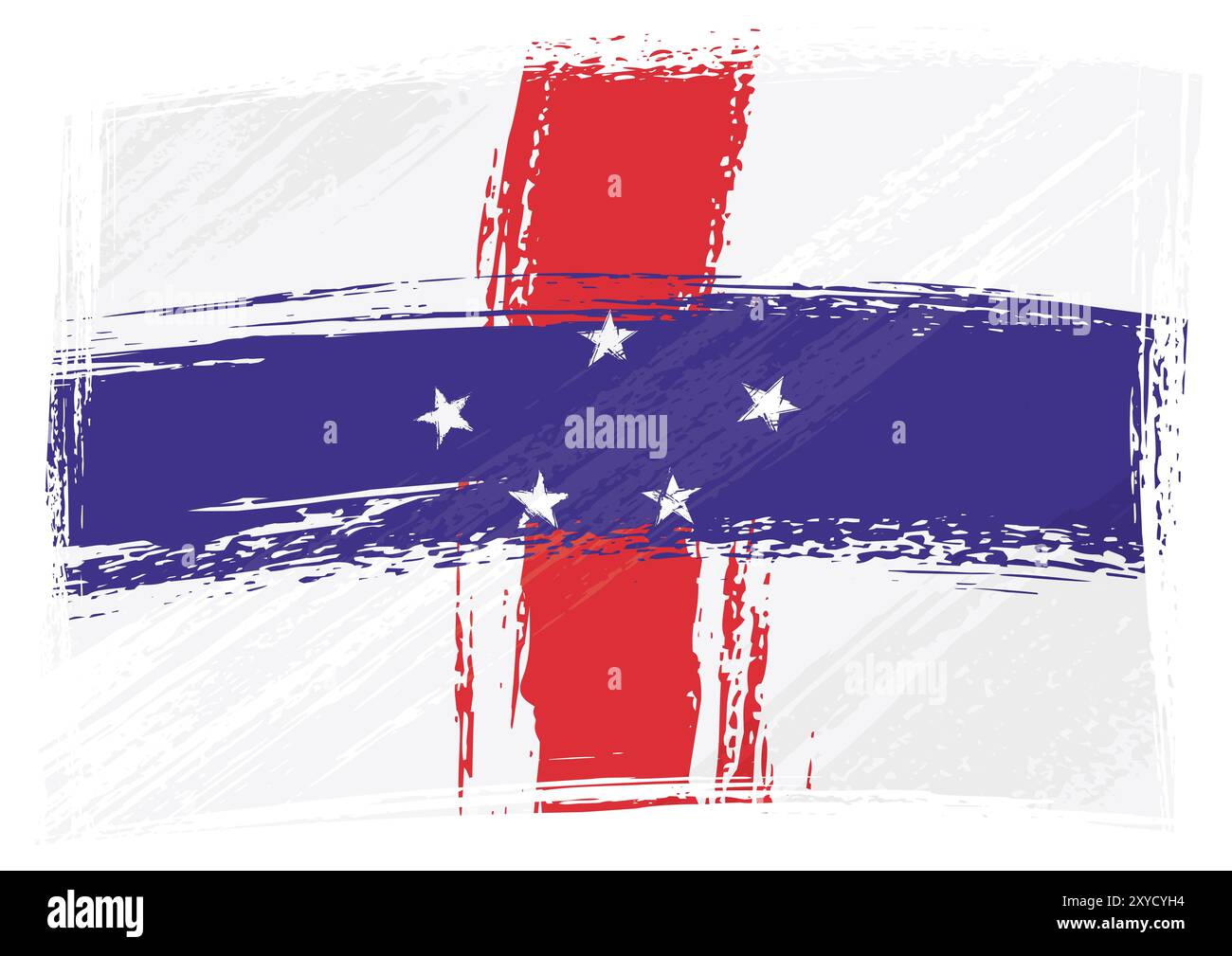 Nationalflagge der Niederländischen Antillen im Grunge-Stil Stockfoto