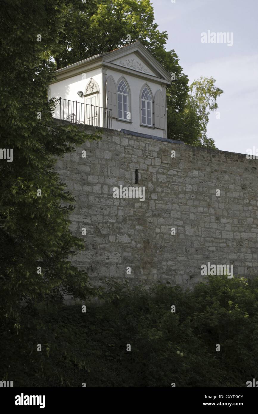 Gartenschuppen auf dem Zinnen in Mühlhausen Stockfoto