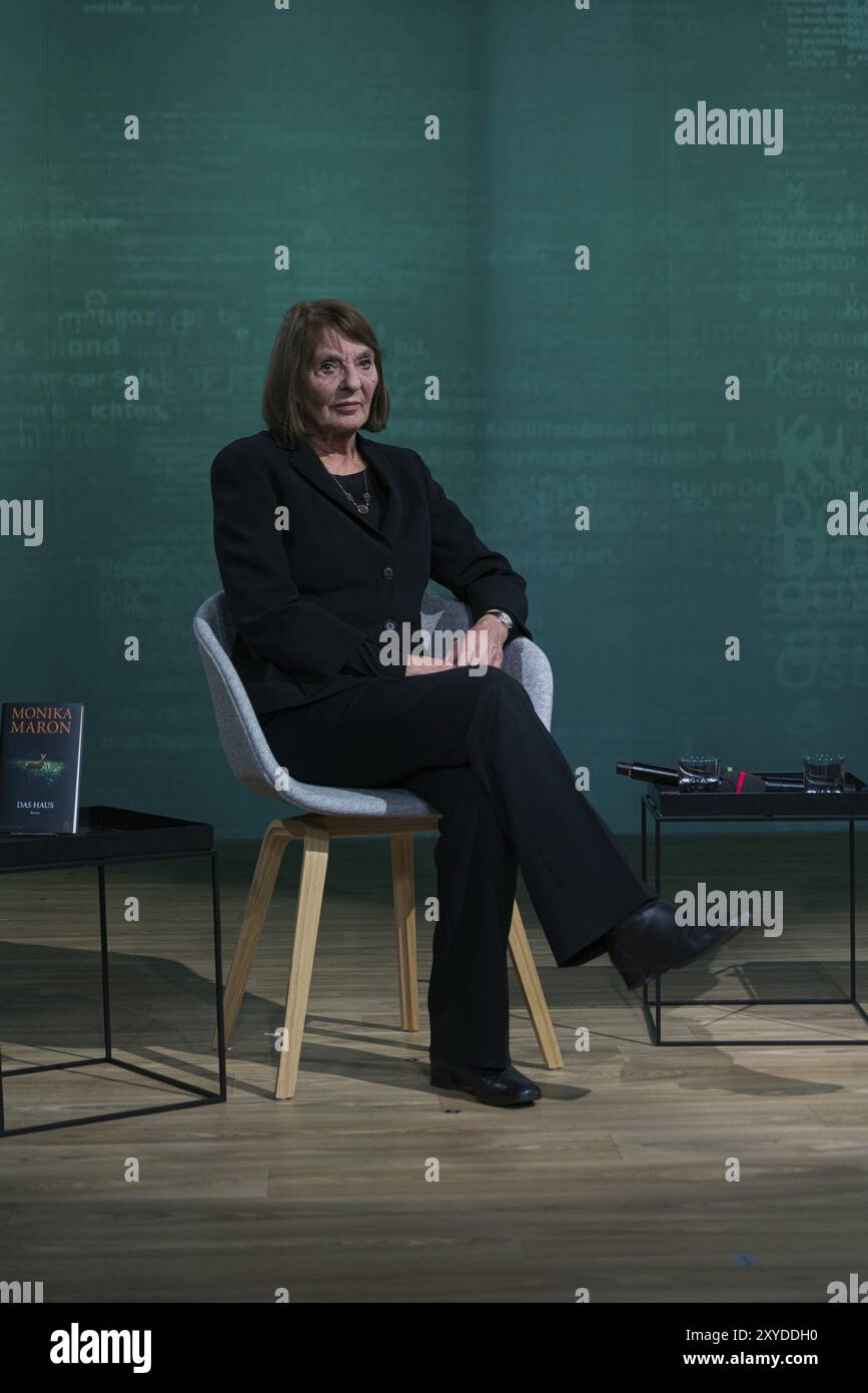 FRANKFURT AM MAIN, 20. Oktober 2023: Monika Maron (*1941, deutsche Schriftstellerin) auf der 75. Frankfurter Buchmesse, Europa Stockfoto