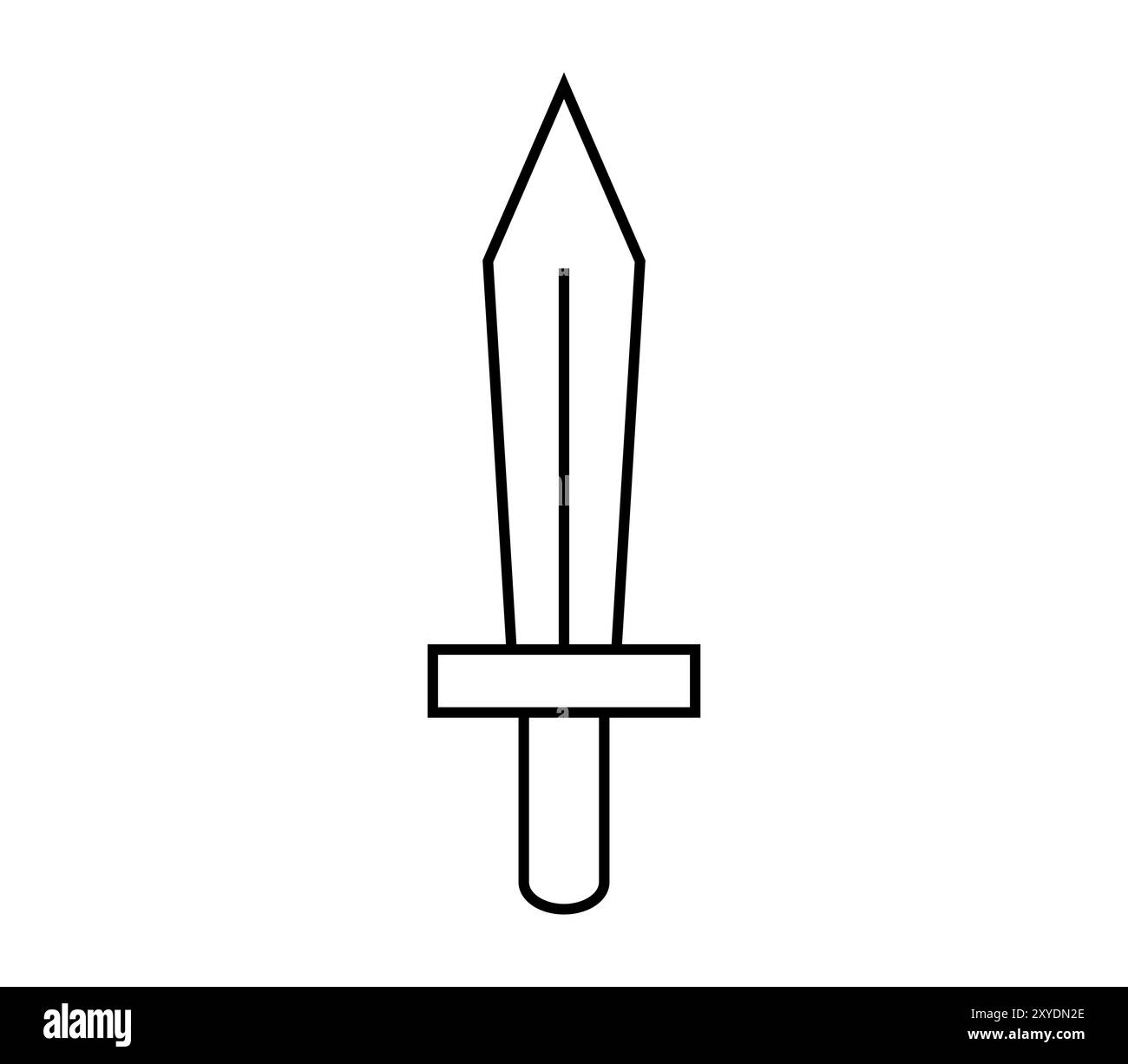 Schwert-Symbol in Vektor auf weißem Hintergrund dargestellt Stockfoto