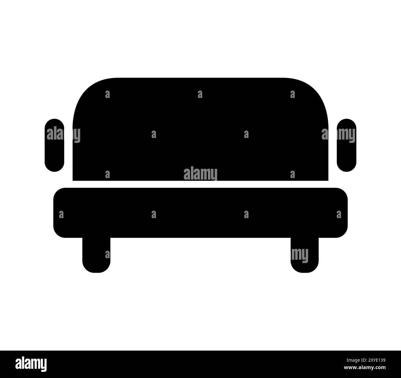 Sofa-Symbol in Vektor auf weißem Hintergrund dargestellt Stockfoto