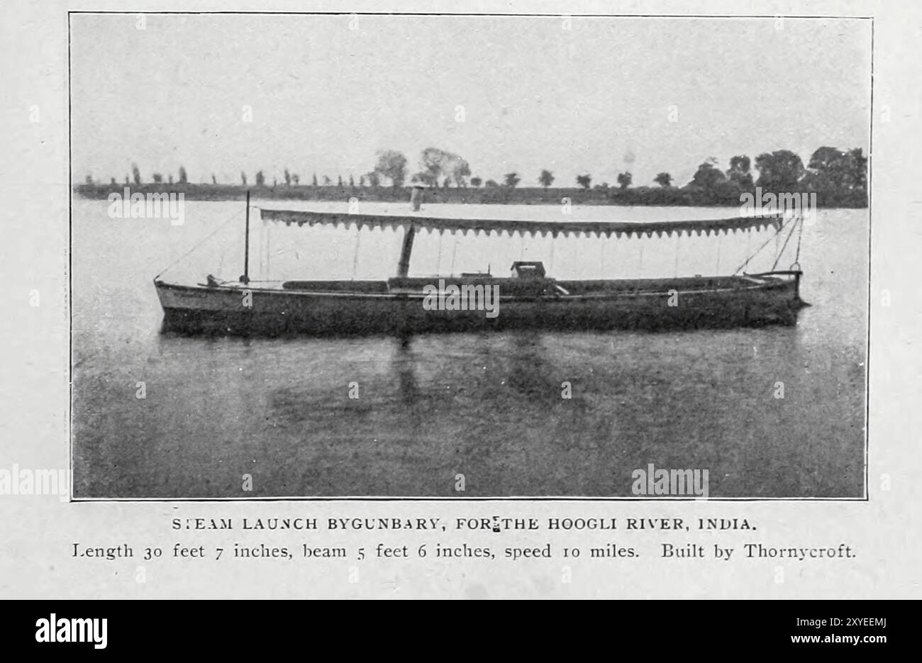 Steam Launch Bygunbary für den Hoogli-Fluss, Indien aus dem Artikel DIE STEIGENDE NACHFRAGE NACH LIGHTDRAUGHT-DAMPFERN. Von Waldon Fawcett vom Engineering Magazine gewidmet dem Industrial Progress Band XIX 1900 The Engineering Magazine Co Stockfoto