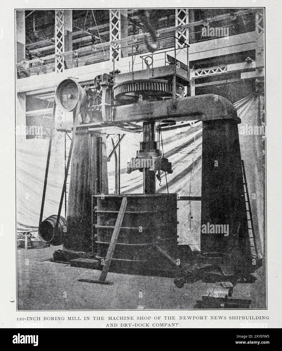 110-ZOLL-BOHRWERK IN DER MASCHINENWERKSTATT DER NEWPORT NEWS SCHIFFBAU- UND TROCKENDOCKFIRMA. NEWPORT NEWS. VA Aus dem Artikel DIE SCHIFFBAUWERFTEN DER VEREINIGTEN STAATEN. Von Waldon Fawcett. Vom Engineering Magazine widmet sich Industrial Progress Band XIX 1900 The Engineering Magazine Co Stockfoto