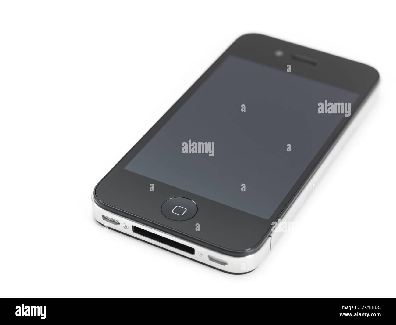 Apple iPhone 4 Smartphone mit klaren Bildschirm isoliert auf weißem Hintergrund Stockfoto