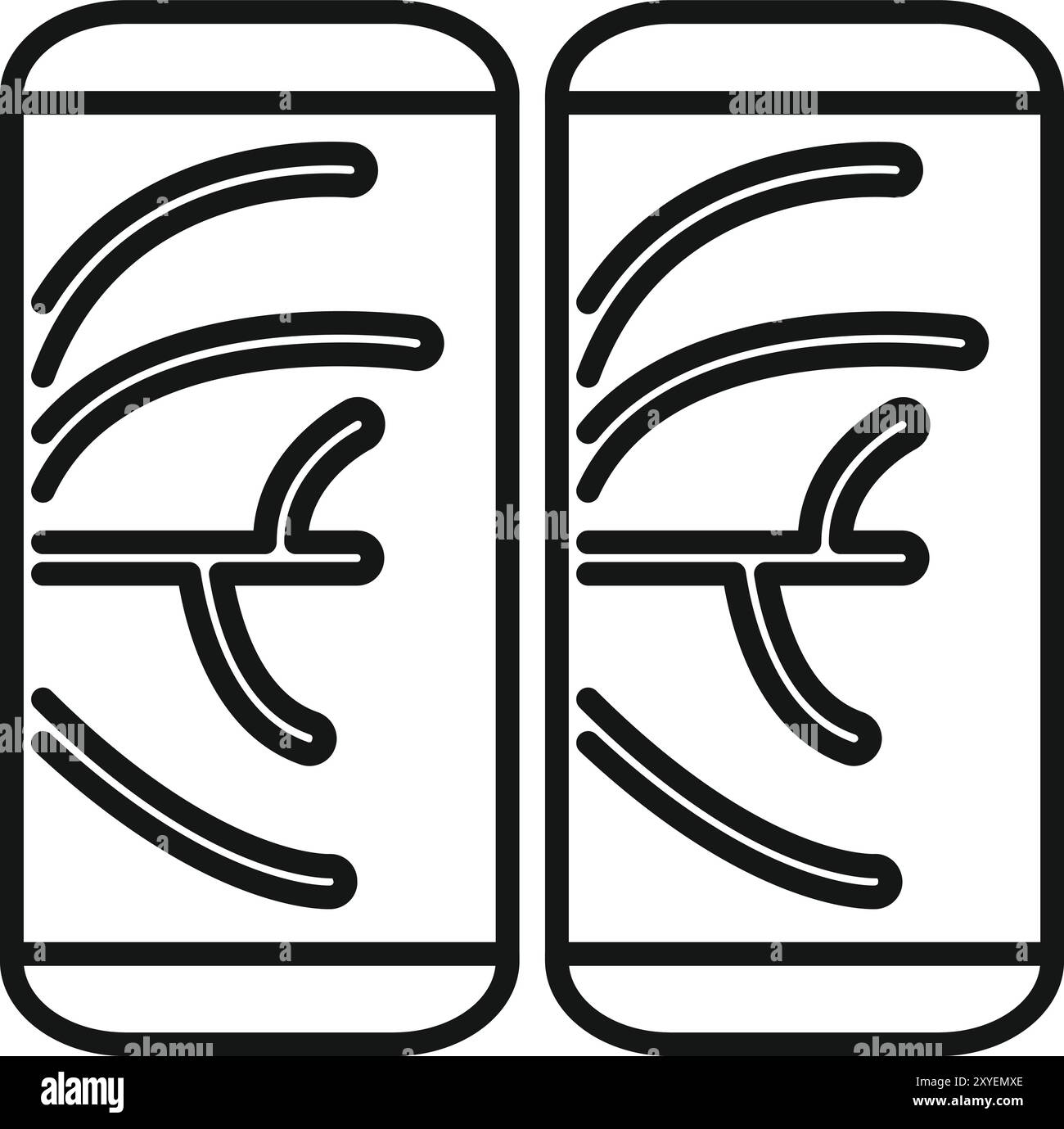 Smartphones mit Euro-Zeichen für einen schnellen und einfachen Geldtransfer über eine Bank-App Stock Vektor