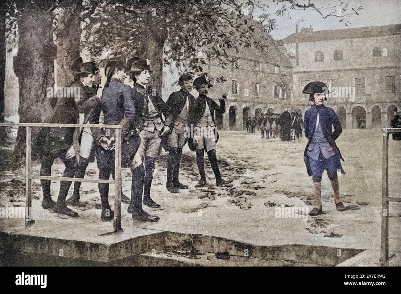 Napoleon Bonaparte (* 15. August 1769–5. Mai 1821 Napoleone di Buonaparte), später unter seinem regierenden Namen Napoleon I. bekannt, war ein französischer Militäroffizier und Staatsmann, der während der Französischen Revolution in den Jahren 1796 bis 1815 eine Reihe erfolgreicher Feldzüge in ganz Europa führte. Von 1799 bis 1804 war er Führer der Französischen Republik als erster Konsul, von 1804 bis 1814 des Französischen Reiches als Kaiser der Franzosen und von 1815 kurzzeitig erneut. Stockfoto