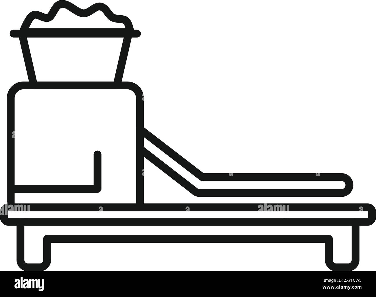 Einfaches Vektorsymbol einer Schütteltischmaschine, die Mineralien von Gangue trennt Stock Vektor