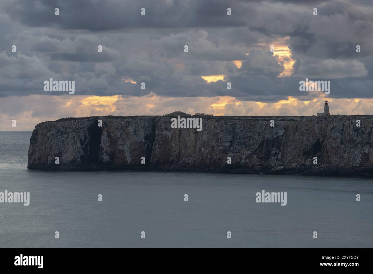 Leuchtturm Farol do Cabo de Sao Vicente in Sagres, Portugal, Europa Stockfoto