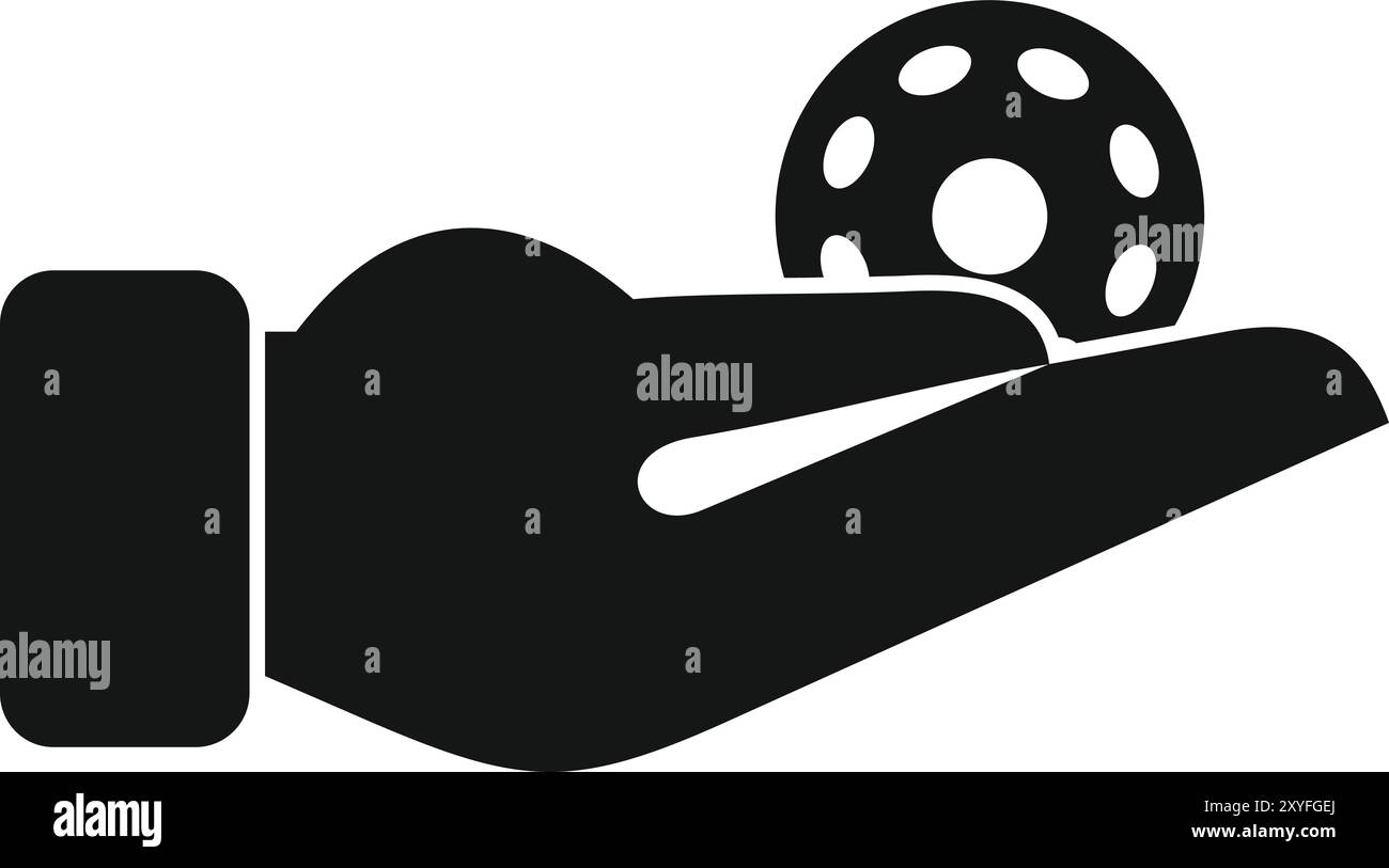 Schwarze Silhouette einer Hand, die eine Floorball hält Stock Vektor