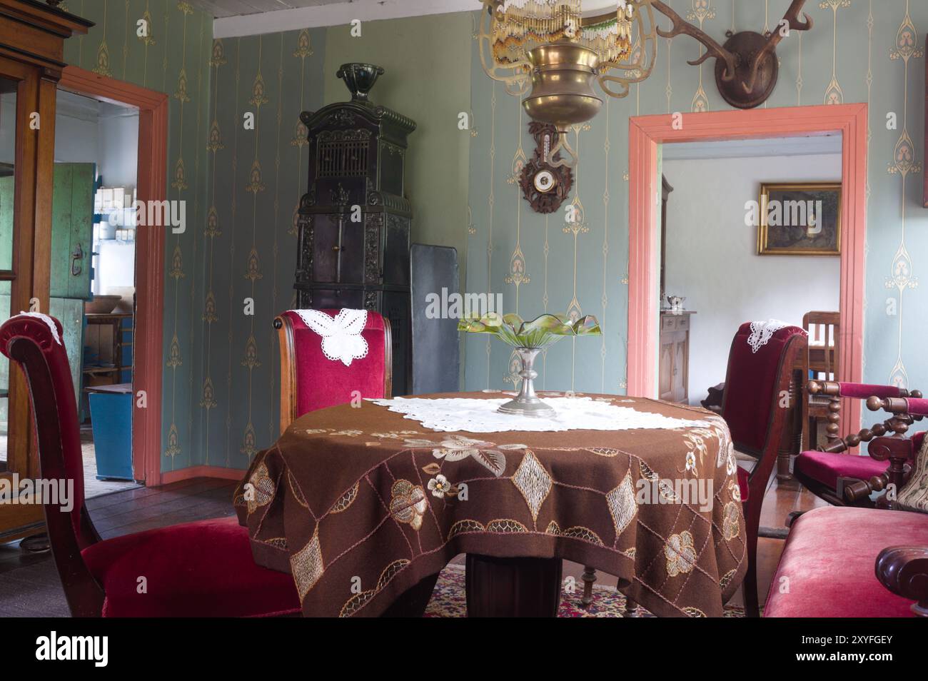 Salon im Farmhaus im Freilichtmuseum Hjerl Hede Stockfoto