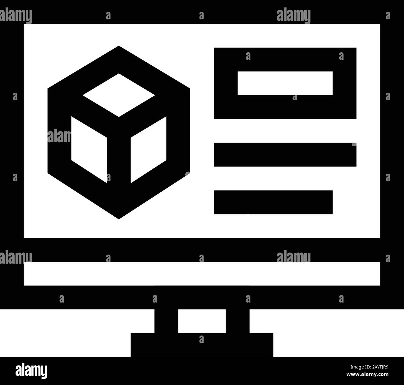 3D-Modellierung Vektorsymbol Konstruktionsabbildung Stock Vektor