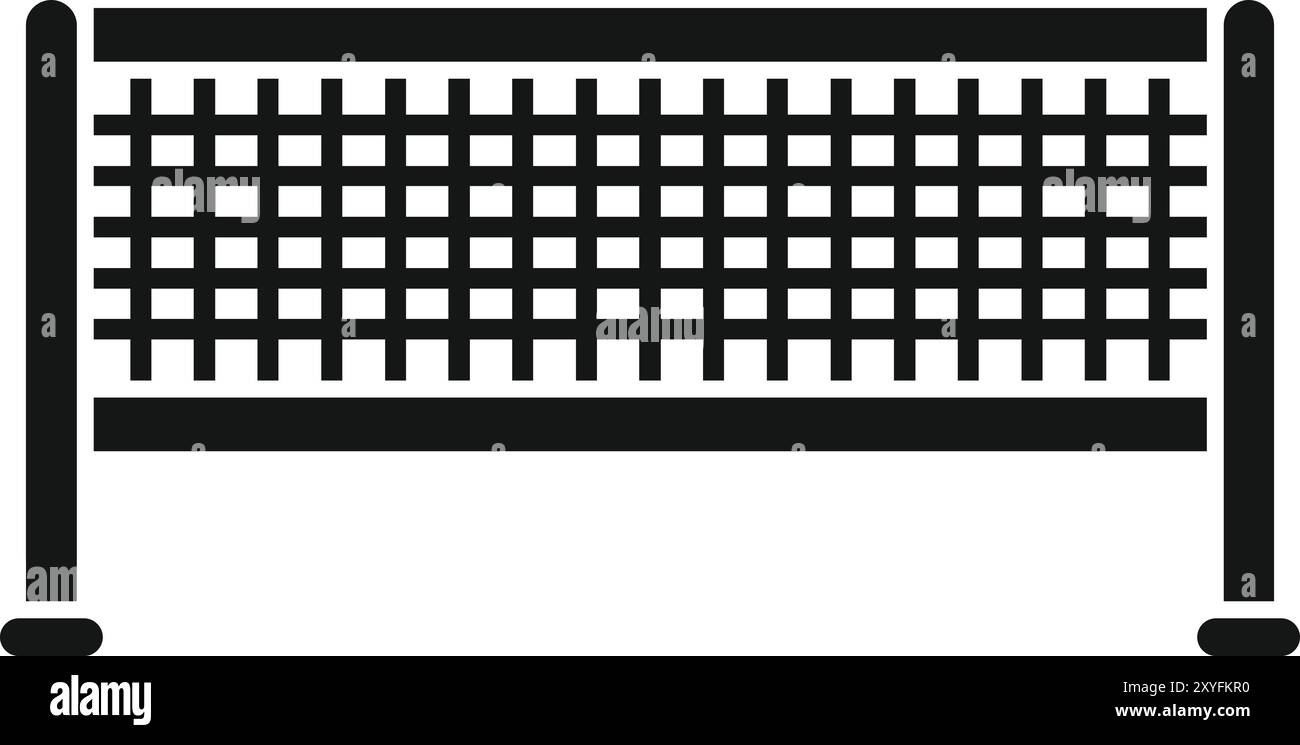 Tennisnetz, das Spieler auf dem Platz während des Matches in schlichtem Schwarz-weiß-Stil teilt Stock Vektor