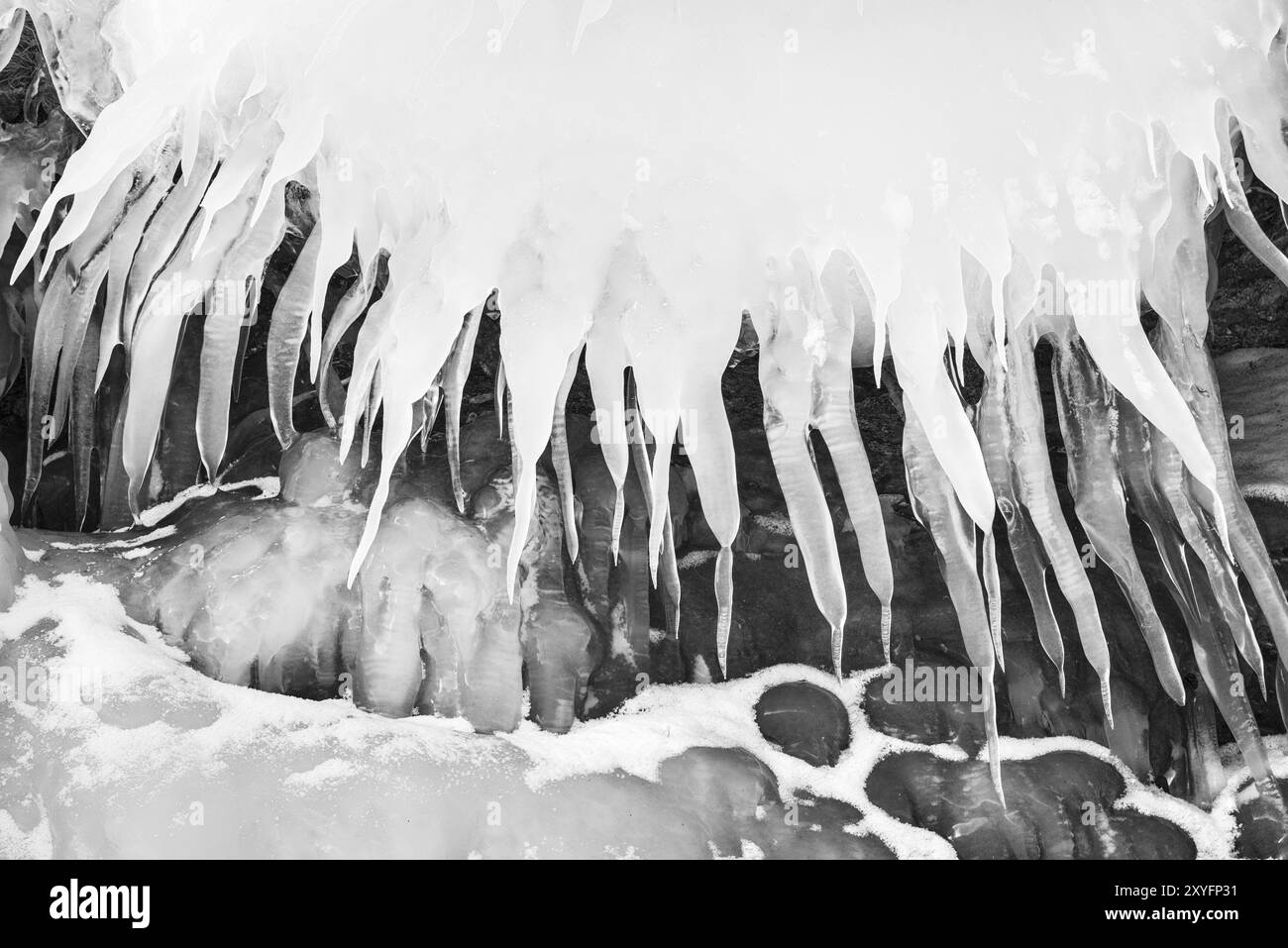 Eisstrukturen am Tornetraesk-See, Norrbotten, Lappland, Schweden, Januar 2014, Europa Stockfoto