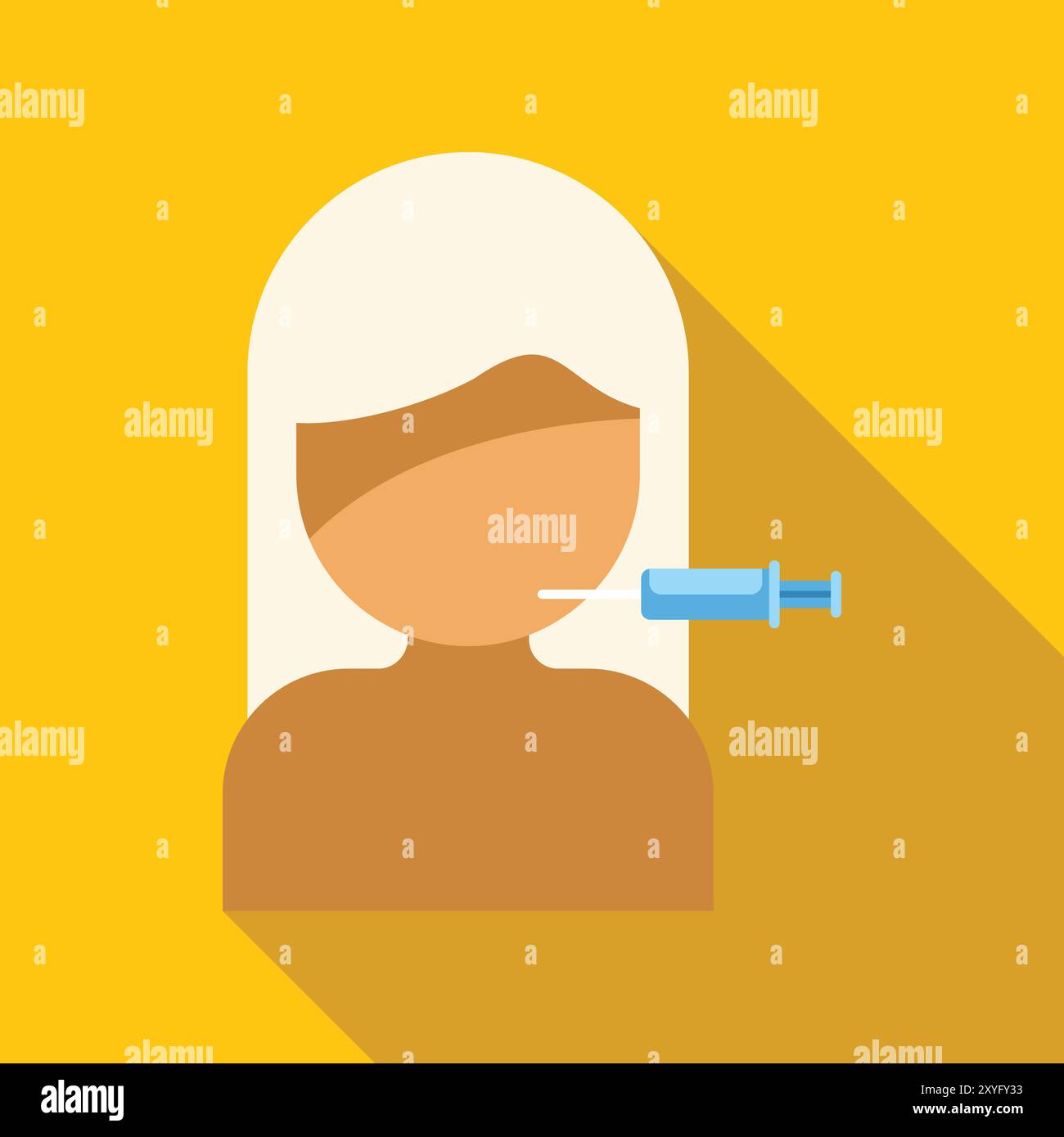 Diese minimalistische Illustration zeigt eine Frau, die eine Botulinumtoxin-Injektion erhält, was den wachsenden Trend der nicht-chirurgischen kosmetischen Verfahren unterstreicht Stock Vektor