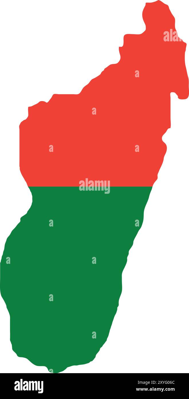 Madagaskar Flagge in Karte, Madagaskar Karte mit Flagge, Länderkarte, Madagaskar Karte mit Flagge, Nationalflagge Madagaskar Stock Vektor