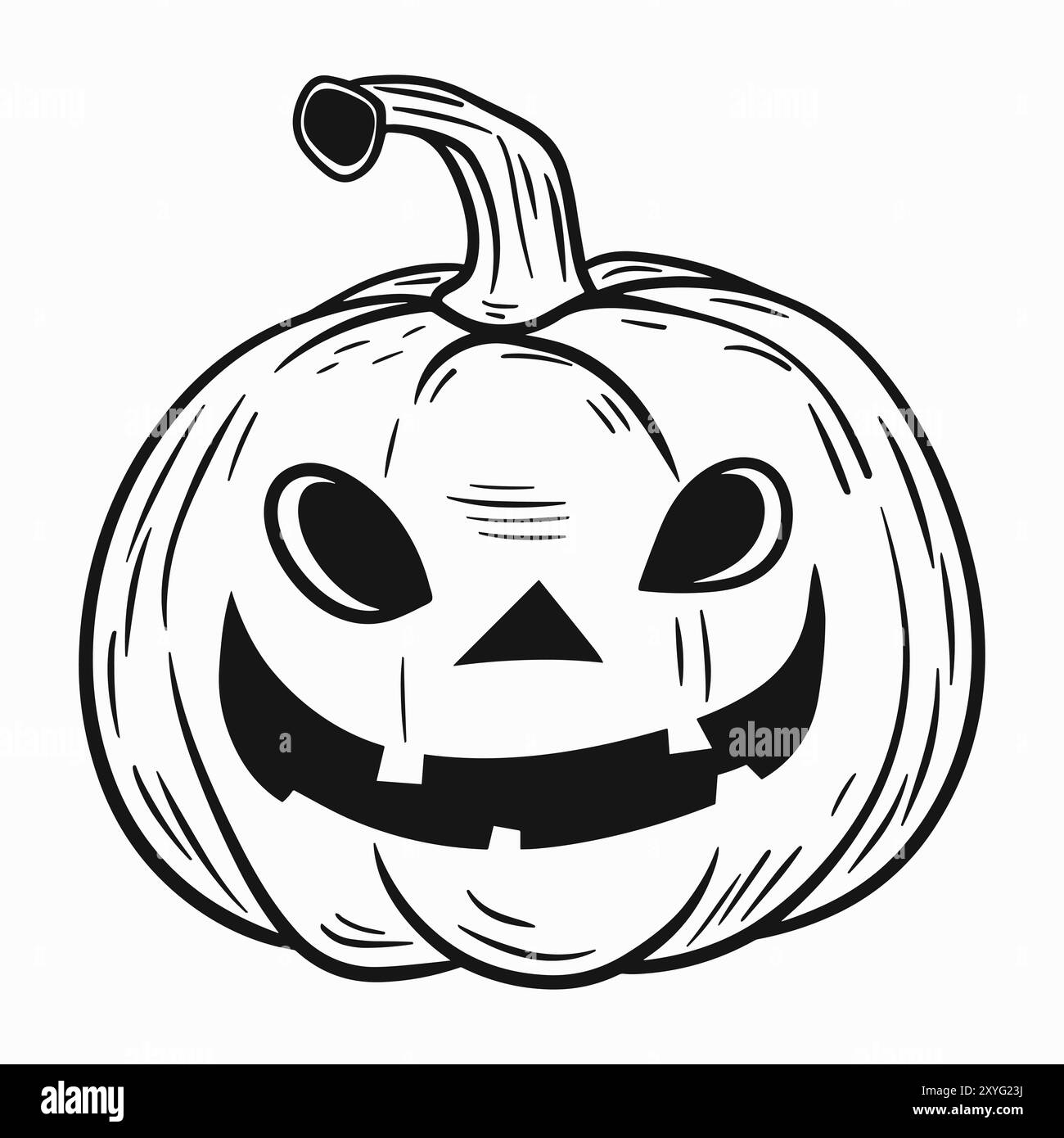 Schwarzes halloween Kürbis-Symbol isoliert auf weißem Hintergrund. Jack o Laterne Kritzelei, Line Art Stock Vektor