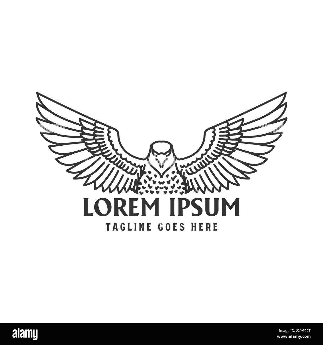 Vintage Retro Gespreizte Flügel Eagle Hawk Falke Linie Outline Style Icon Illustration Design Vektor Stock Vektor