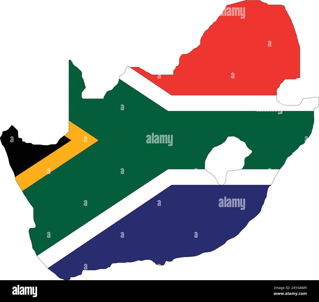 Südafrika Flagge in Karte, Südafrika Karte mit Flagge, Länderkarte, Südafrika Karte mit Flagge, Nation Flagge Südafrika Stock Vektor