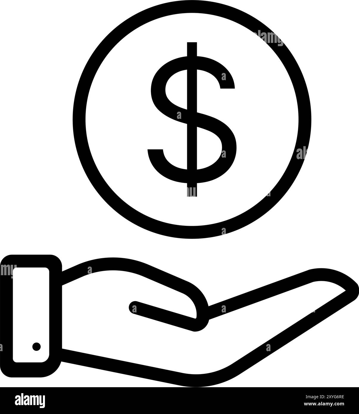 Money Invest Finance, Hand hält Dollarsymbol. Vektorabbildung Stock Vektor