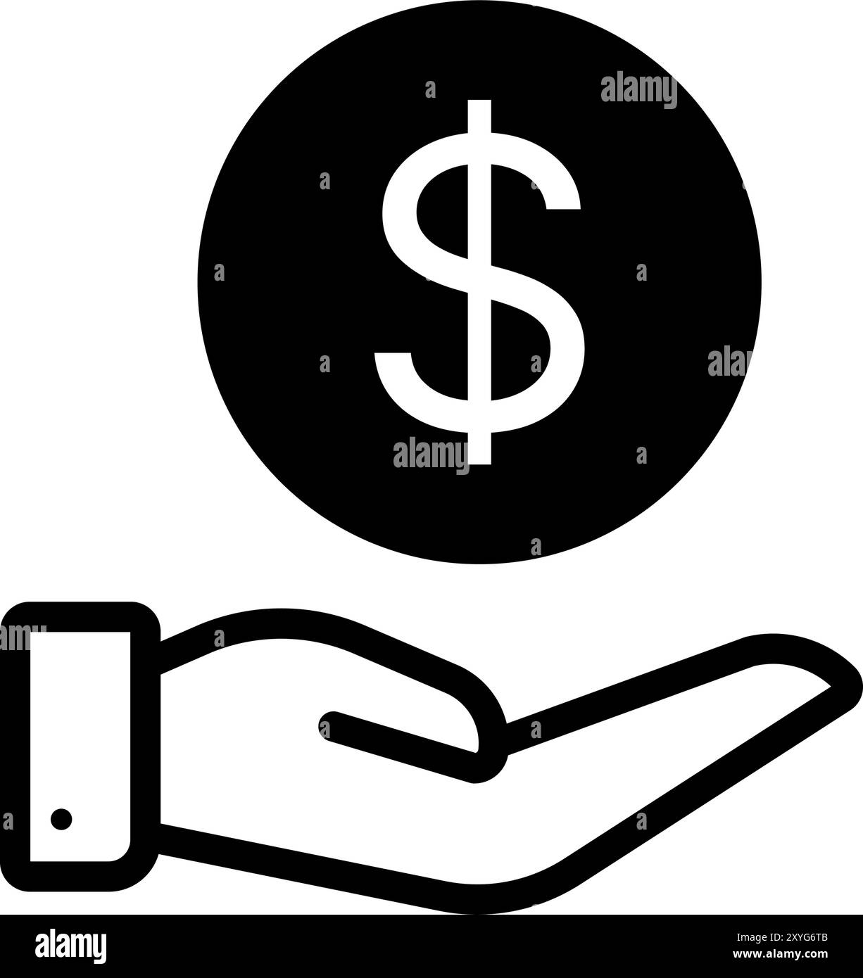 Money Invest Finance, Hand hält Dollarsymbol. Vektorabbildung Stock Vektor