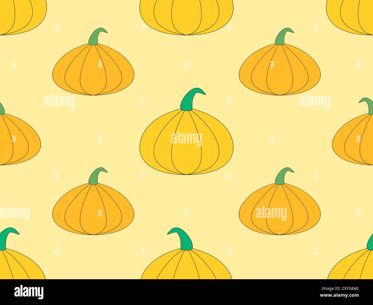 Nahtloses Kürbismuster. Herbsthintergrund mit Kürbissen. Herbst Hintergrund für Thanksgiving und Halloween Feiertage. Design für Verpackung, Verpackung, Stock Vektor