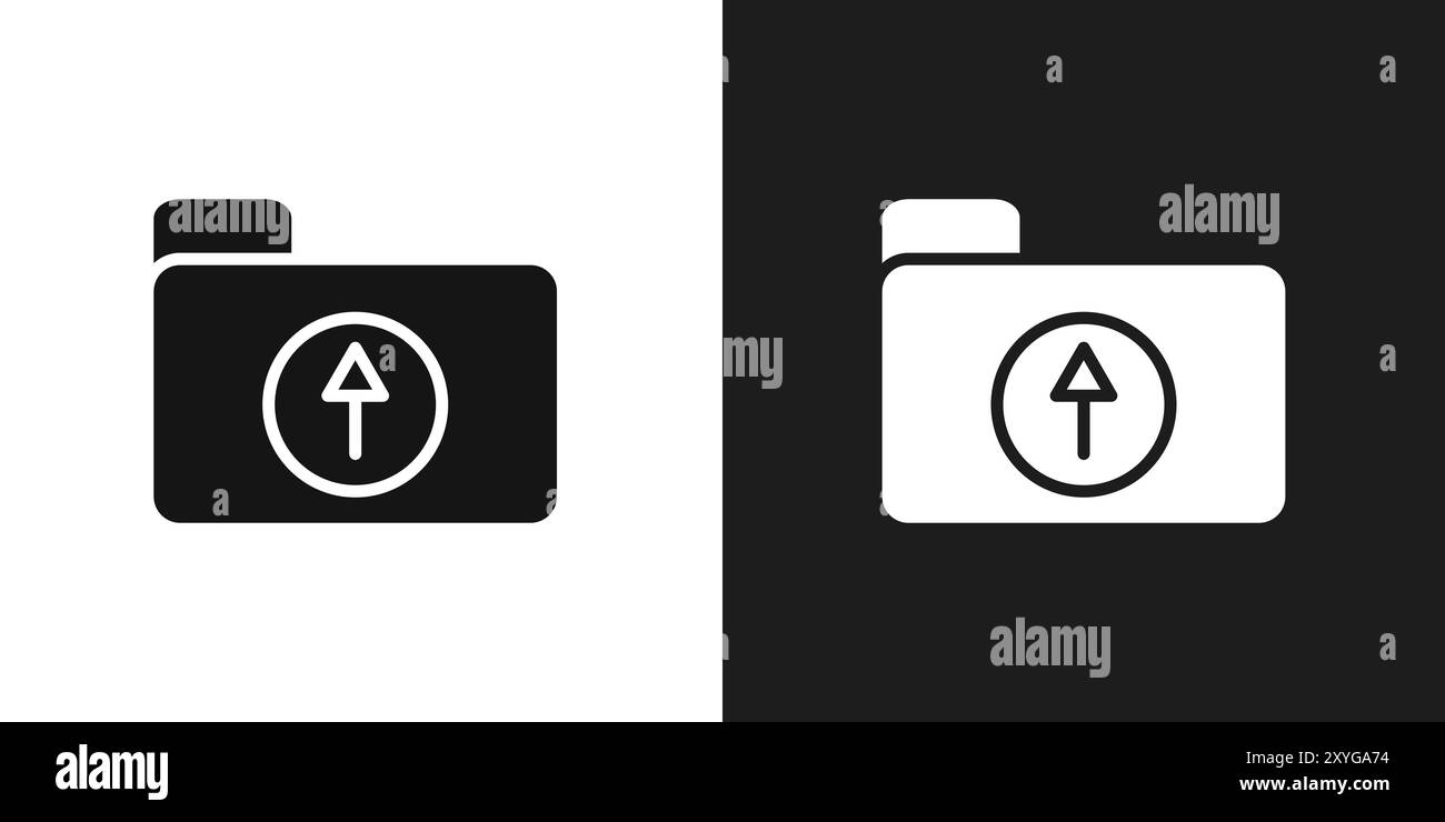 Symbol für das Hochladen des Ordners Logo Vektorkontur in Schwarz-weiß Stock Vektor