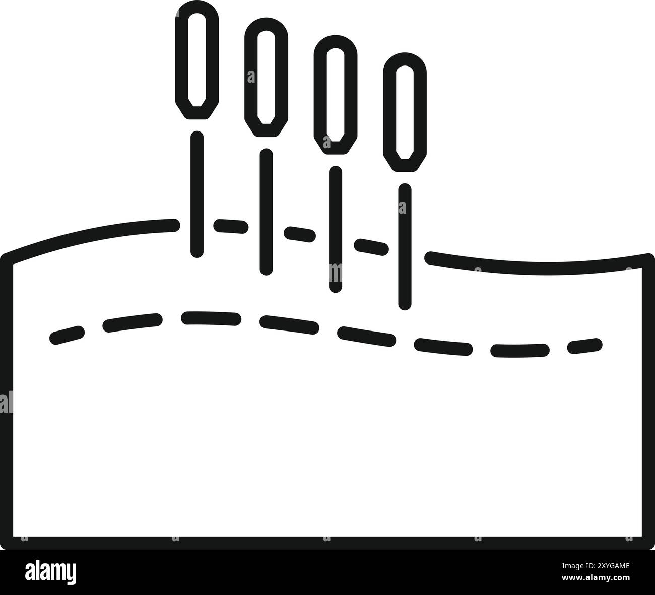 Dünnes Symbol für einen Arzt, der Akupunkturtherapie auf dem Rücken eines Patienten durchführt und alternative Medizin symbolisiert Stock Vektor