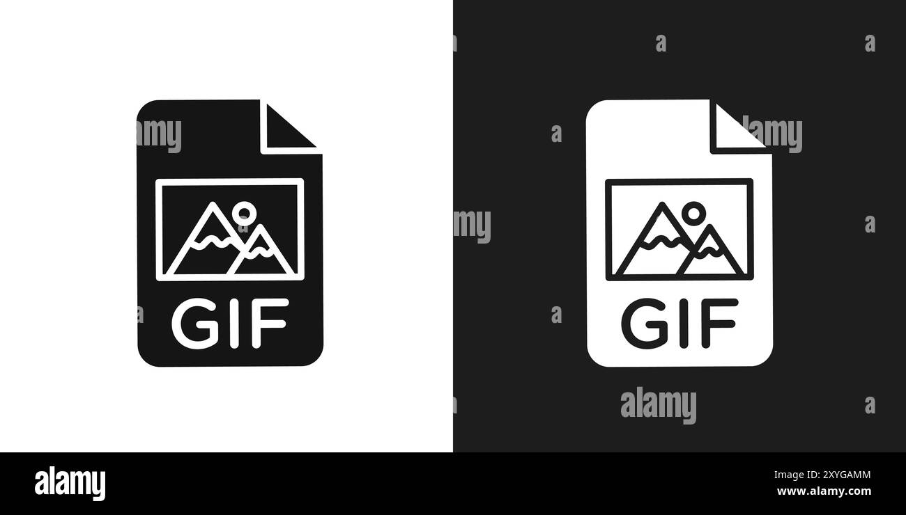 GIF-Symbol-Logo-Vektorkontur in Schwarz-weiß Stock Vektor