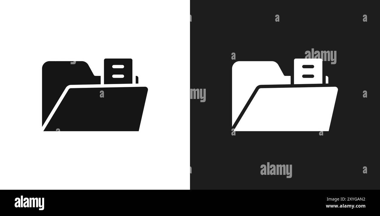Ordnersymbol Logozeichen Vektorkontur in Schwarz-weiß Stock Vektor