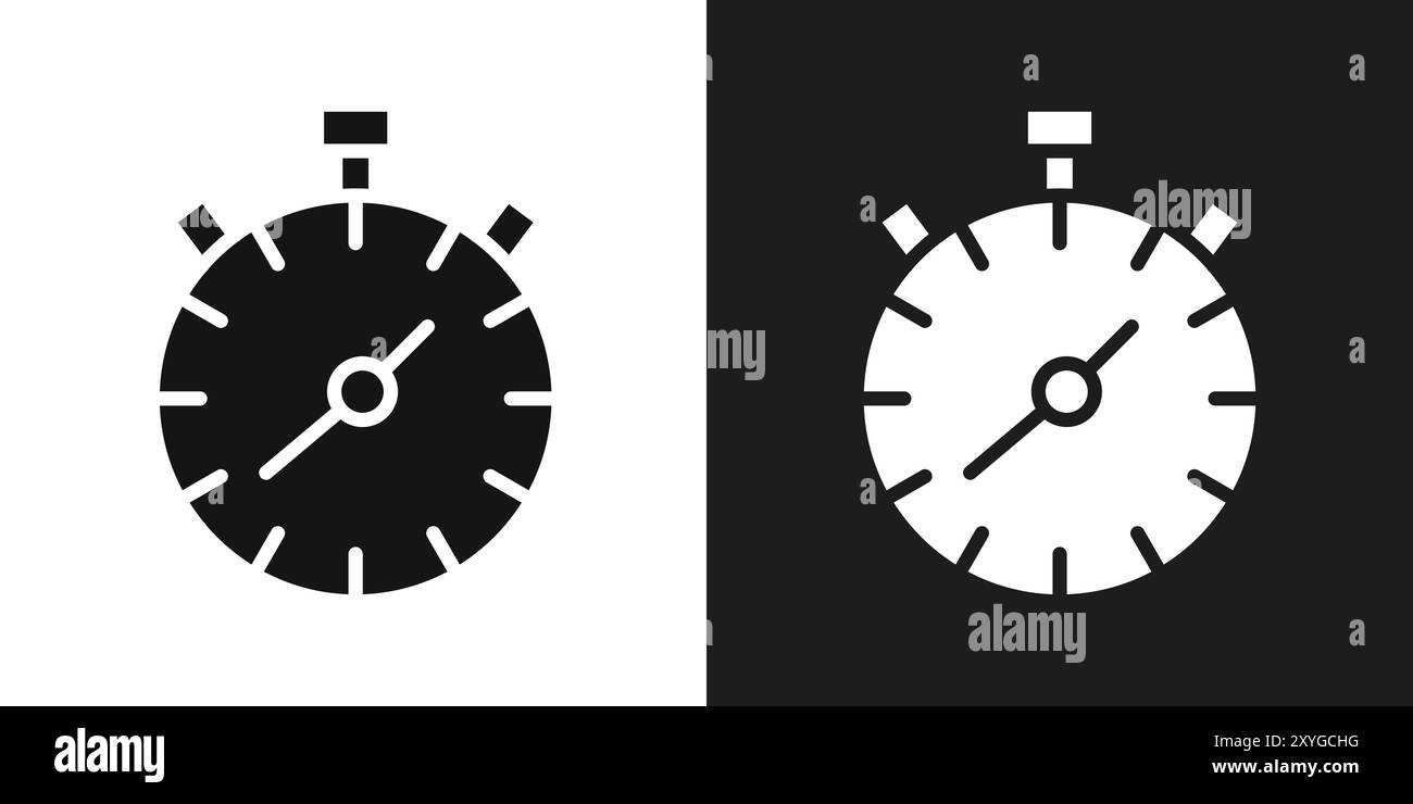 Stoppuhrsymbol Logo Vektorumrandung in Schwarz-weiß Stock Vektor