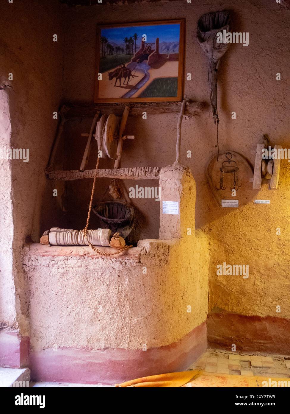 Elkhorbat Oase Museum, Marokko Stockfoto