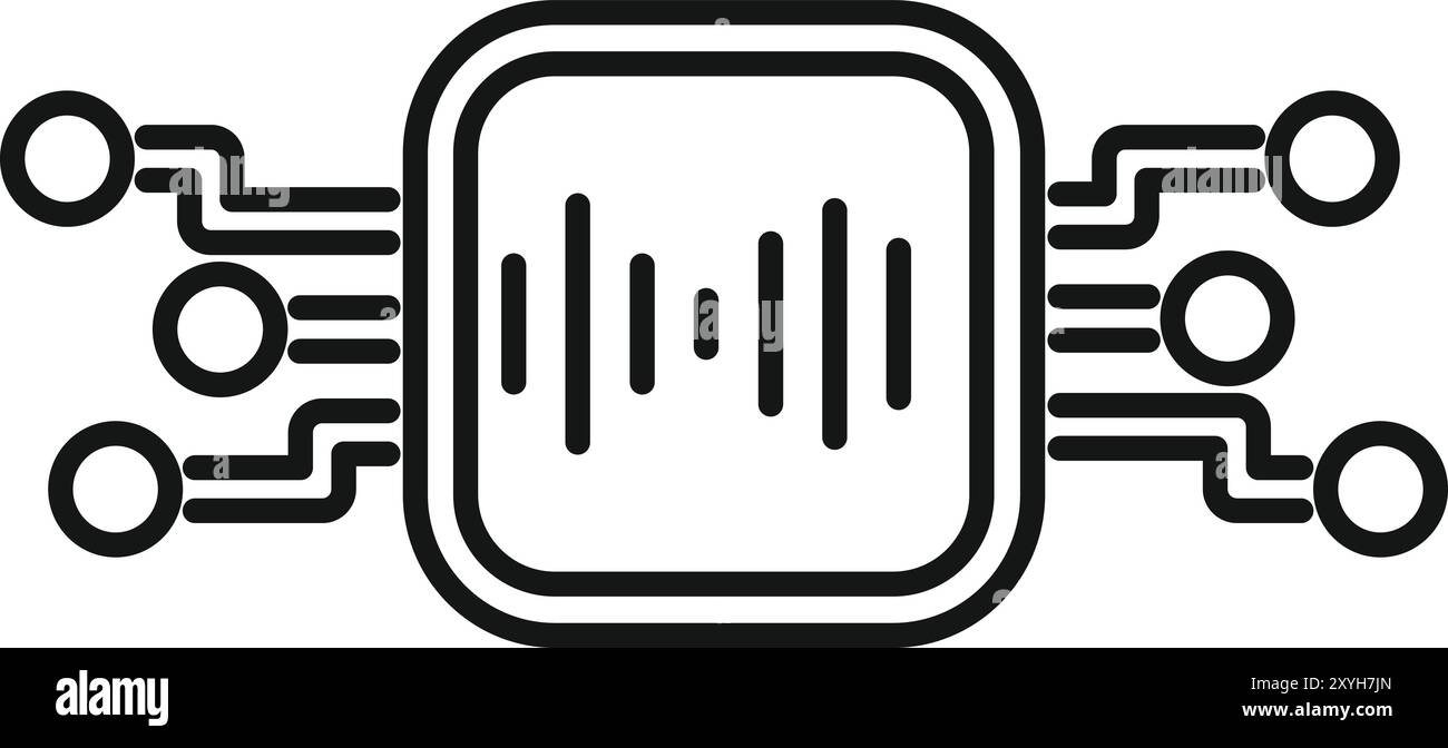Spracherkennungssoftware, die Schallwellen mit künstlicher Intelligenz verarbeitet Stock Vektor