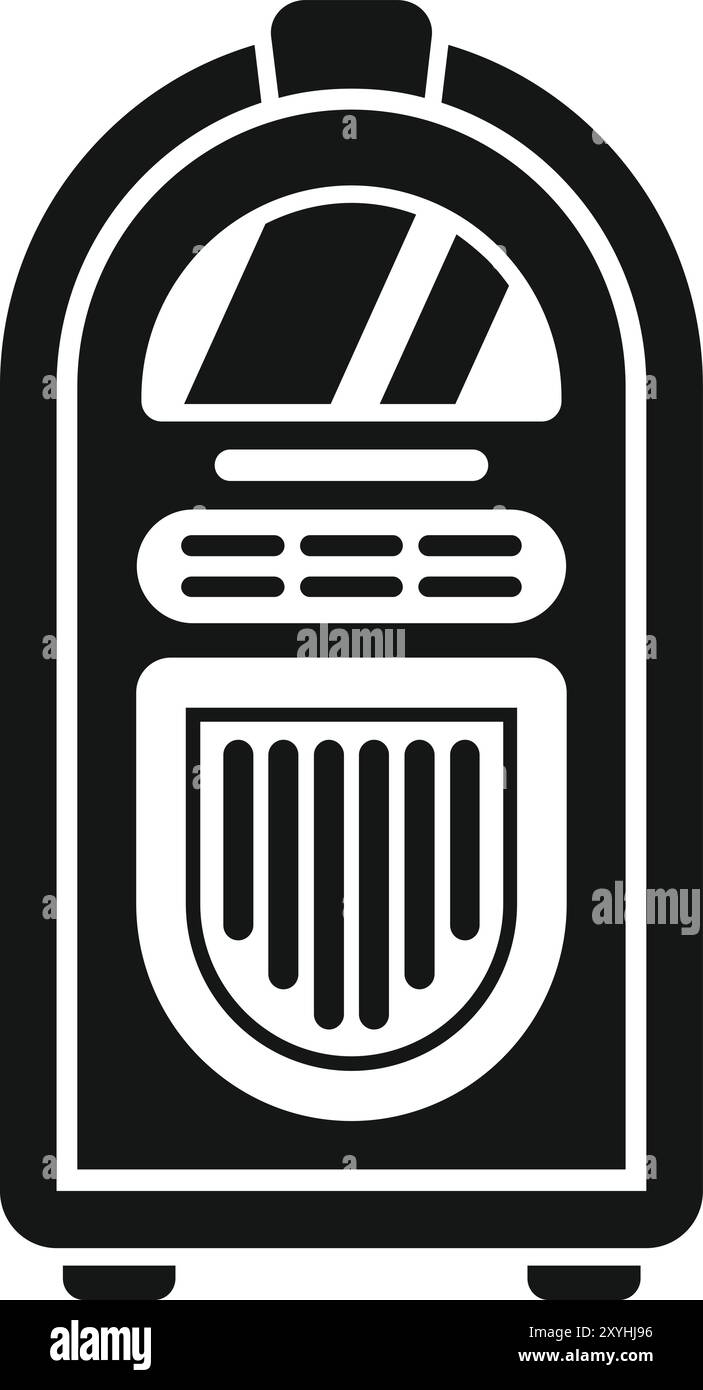 Einfaches Vektorsymbol einer Vintage-Jukebox, die Musik spielt, im Silhouette-Stil Stock Vektor