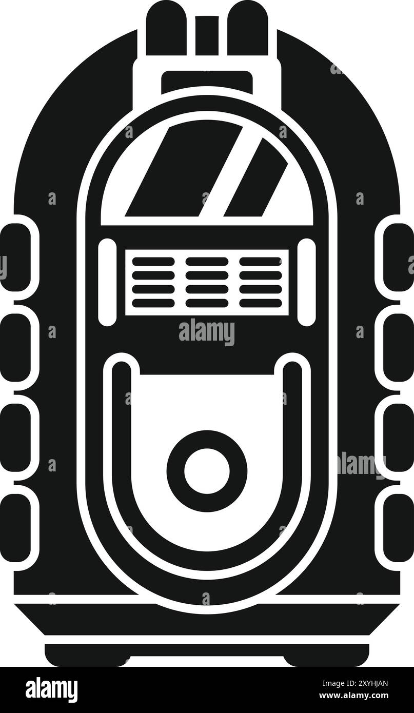Schwarze Silhouette einer Jukebox, die Musik auf weißem Hintergrund spielt Stock Vektor